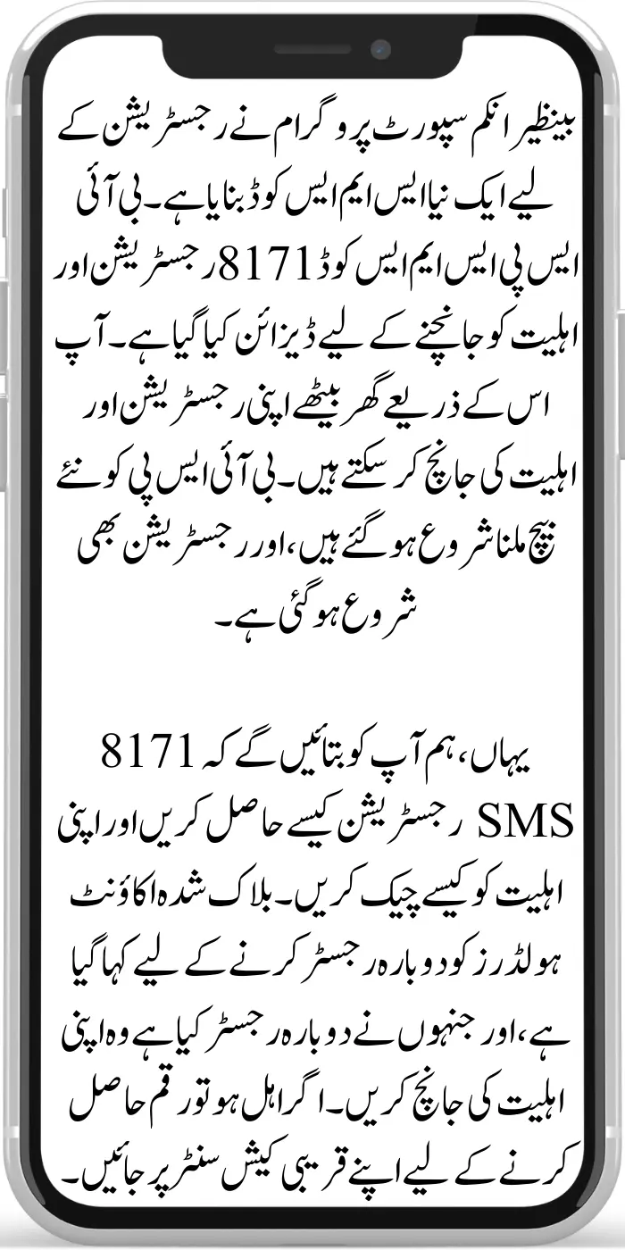 BISP SMS Code 8171 Online Registration and Eligibility Check Procedure 2024