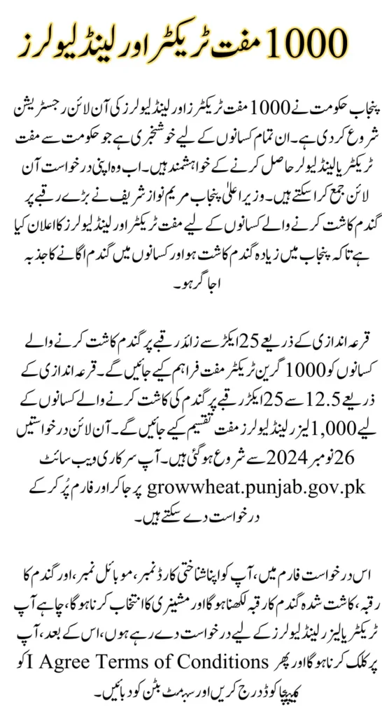 1000 Free Tractors and Land Levelers Online Registration Started By Govt Punjab